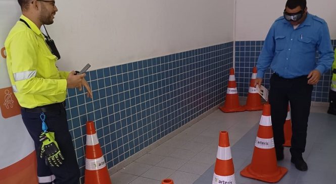 Arteris utiliza óculos que simulam embriaguez em ações educativas na Semana Nacional do Trânsito